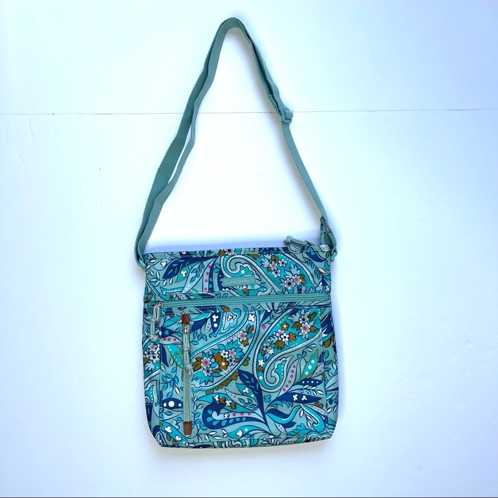 Vintage Vera Bradley Lighten Up Travel Ready CB Blue Daisy & Paisley Purse. - Picture 14 of 14